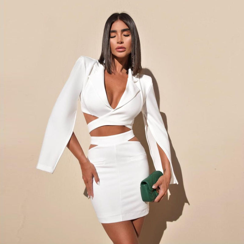 Women Dresses Autumn Sexy Sheath Dress Long Sleeve Suit Skirt (Zns0409)