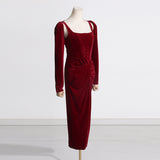 Women Dresses Spring Retro Spaghetti Straps Dress Long Dress (Qymy0409)