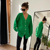 Ladies Leisure Knitwear Loose Knitted Sweater Women Casual Solid Color Autumn and Winter Cardigan