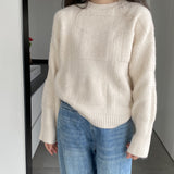 Women Winter Knitted Sweater round Neck Thick Sweater Autumn and Winter Loose-Fitting Long Sleeve Sweater 8t3120
