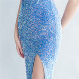 Harlem Nights Outfits Velvet High-Density Sequined Fishtail Evening Dress