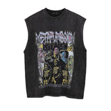 Men Vest Vintage Punk & Rock round Neck Sleeveless Vest