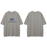 Men T Shirt Letter Denim Affixed Cloth Embroidered Short Sleeve T-shirt