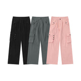 Women Sweatpants Multi-Pocket Functional Overalls Straight Casual Pants Trousers