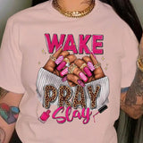 Graphic Print Crew Neck T-Shirt Casual Short Sleeve Top