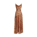 Women Dresses Sexy Leopard Print Suspender Dress Spring V-neck Dress (Qymy0409)