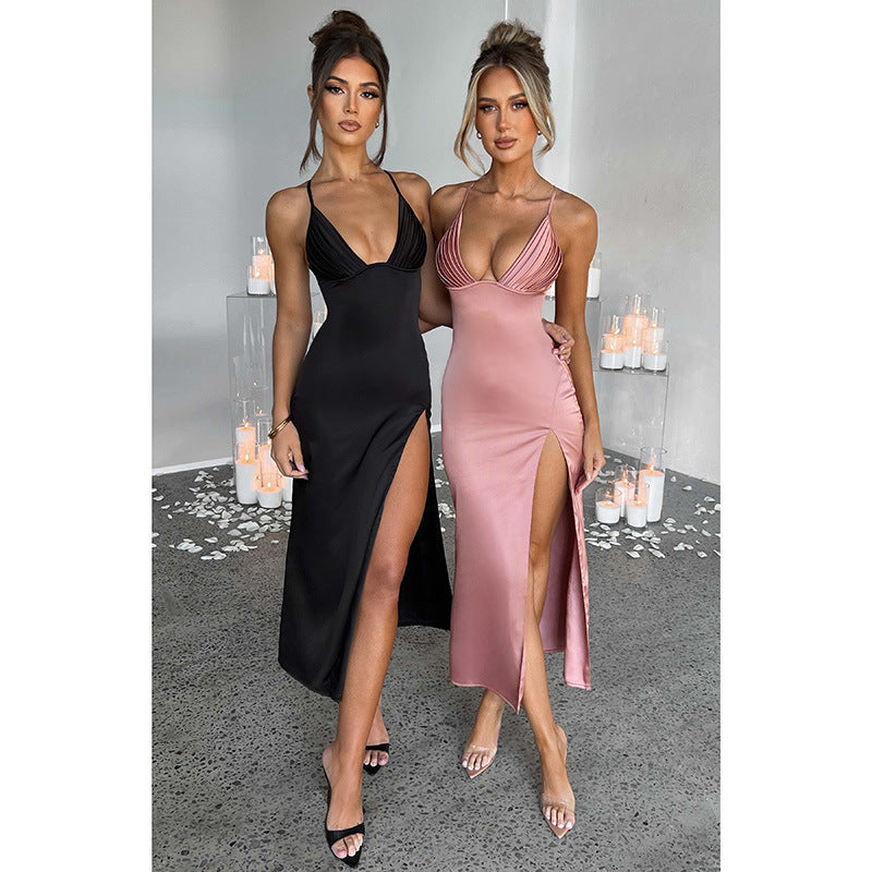 Women Dresses Summer Slim Fit V-neck Strap Dress