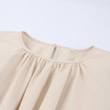 Women Dress Casual Hollow round Neck Puff Sleeve Dress
