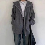 Women Knitted Cardigan Hooded Sweater Cardigan Autumn Long Sleeve Loose Knitted Coat