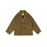 Unisex Jacket Vintage Overalls Jacket Casual Suit Loose Profile Corduroy Jacket