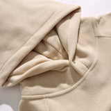 Unisex Winter Cotton Coat Letter Embroidered Hoodie Vintage Polar Fleece Pullover Top
