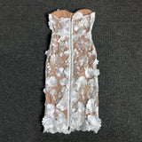 Women Evening Dress Elegant Lace Three-Dimensional Flower Sexy Dress Dress