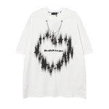 Men T Shirt Hip Hop Heart Graffiti Necklace Short Sleeve T-shirt