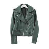 Women Leather Jacket Autumn Slim-Fitting Biker Jacket Pu Leather Women's Short Coat