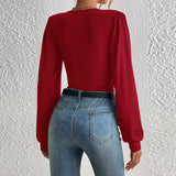 Women Jumpsuit Spring and Summer Sexy V-neck Slim-Fit Long Sleeve Jumpsuit
