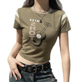 Women T-shirt O-neck Short Top Casual Cropped T-shirt