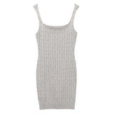 Women Dresses Vintage Hemp Pattern Square Collar Sling Hip Skirt Skirt Dress