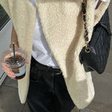Women Trench Coat Winter Lambskin Vest Coat Loose Casual