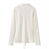Women Tops Summer Lace-up Shirt V-neck Top
