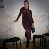 Women Dresses Winter Backless Slim Fit round-Neck Long-Sleeved Dress