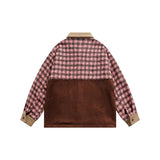 Unisex Jacket Plaid Splicing Coat Men and Women Baggy Casual Jacket