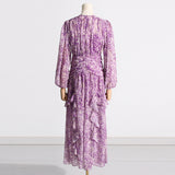Women Dresses Spring round Neck Long Sleeve Flounced Skirt (Qymy0409)
