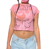 Women T-shirt round Neck Slim-Fit Short-Sleeved Summer Top