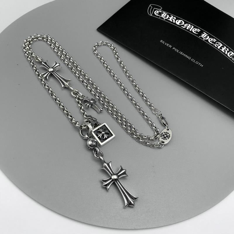 Chrome Hearts Necklace Men's and Women's Cross Double Pendant Vintage Necklace