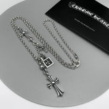 Chrome Hearts Necklace Men's and Women's Cross Double Pendant Vintage Necklace