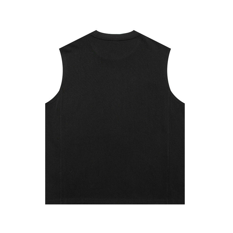 Men Vest Retro Casual Sports Vest Men's Loose Summer Sleeveless T-shirt