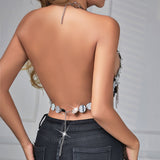 Women Party Tops Sexy Metal Sequin Tassel
