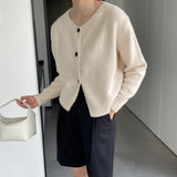 Women Cardigan Sweater Autumn Thick Sweater Button Long Sleeve round Neck Short Top Cardigan Coat 8t3119