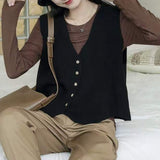 Women Knitted Cardigan Autumn and Winter Knitting Vest Cardigan Loose V-neck Vest