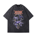 Men T Shirt Gothic Skull Print Heavy Short Sleeve T-shirt