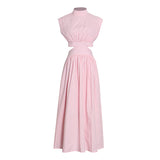 Women Dresses Long Dress Summer Stand Collar Dress (Qymy0409)