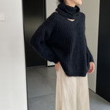 Women Winter Knitted Sweater V-neck Loose Top 1t8846