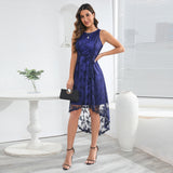 Women Date Dress Summer Butterfly Embroidery Mesh Lace Dress