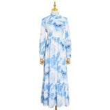 Women Dresses Summer Stand Collar Tie-Dye Dress (Qymy0409)