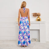 Women Date Dress Sexy V-neck Strap Slit Dress