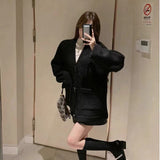 Women Knitted Cardigan Sweater Women's Autumn and Winter V-neck Loose Knitted Cardigan Coat