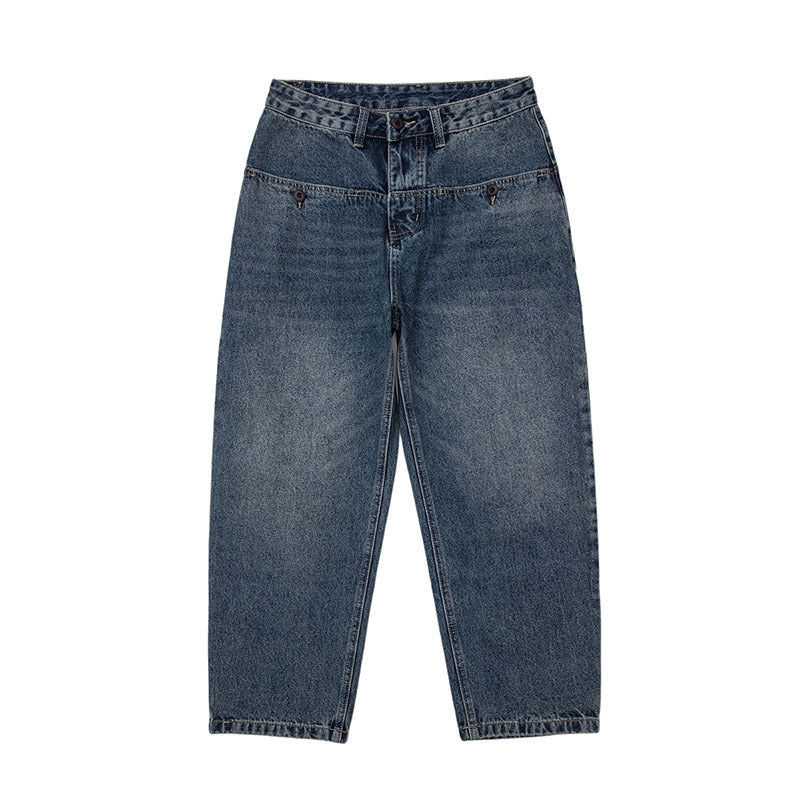 Men Jeans Vintage Straight-Leg Denim Trousers