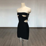 Women's Evening Dress Hollow Chain Dress Hip Skirt Backless Bodysuit