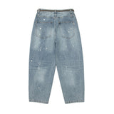 Men Jeans Vintage Wash Splash-Ink Overalls Denim Trousers