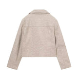 Women Woolen Coat Autumn New Zipper and Lapel Short Jacket