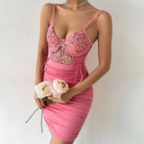 Women Dresses Sexy Backless Slip Dress Mesh Hip Skirt (Cy0417)