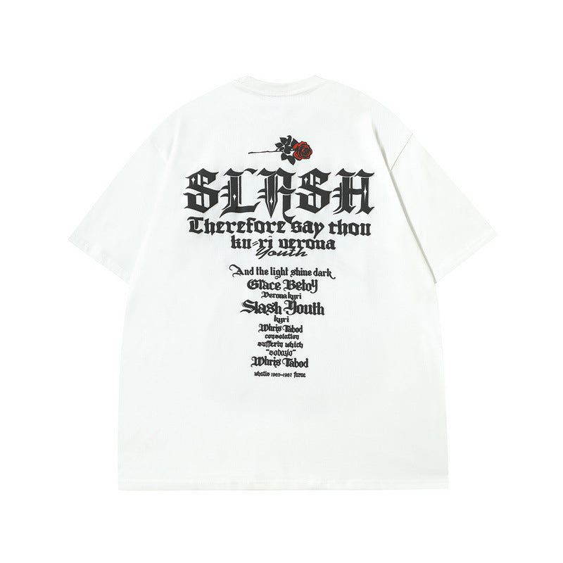 Men T Shirt Vintage Cross Wash Short Sleeve T-shirt