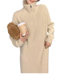 Women Knitwear Fall and Winter Lapels Zipper Sweater Loose Sweater