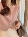 Women Knitted Cardigan Autumn and Winter Leisure round Neck Sweater