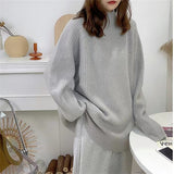 Women Knitted Pullover Turtleneck Autumn and Winter Loose Knitwear Top