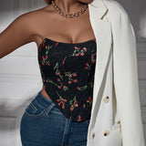 Women Party Tops Sexy Lace Embroidery Flower Vest